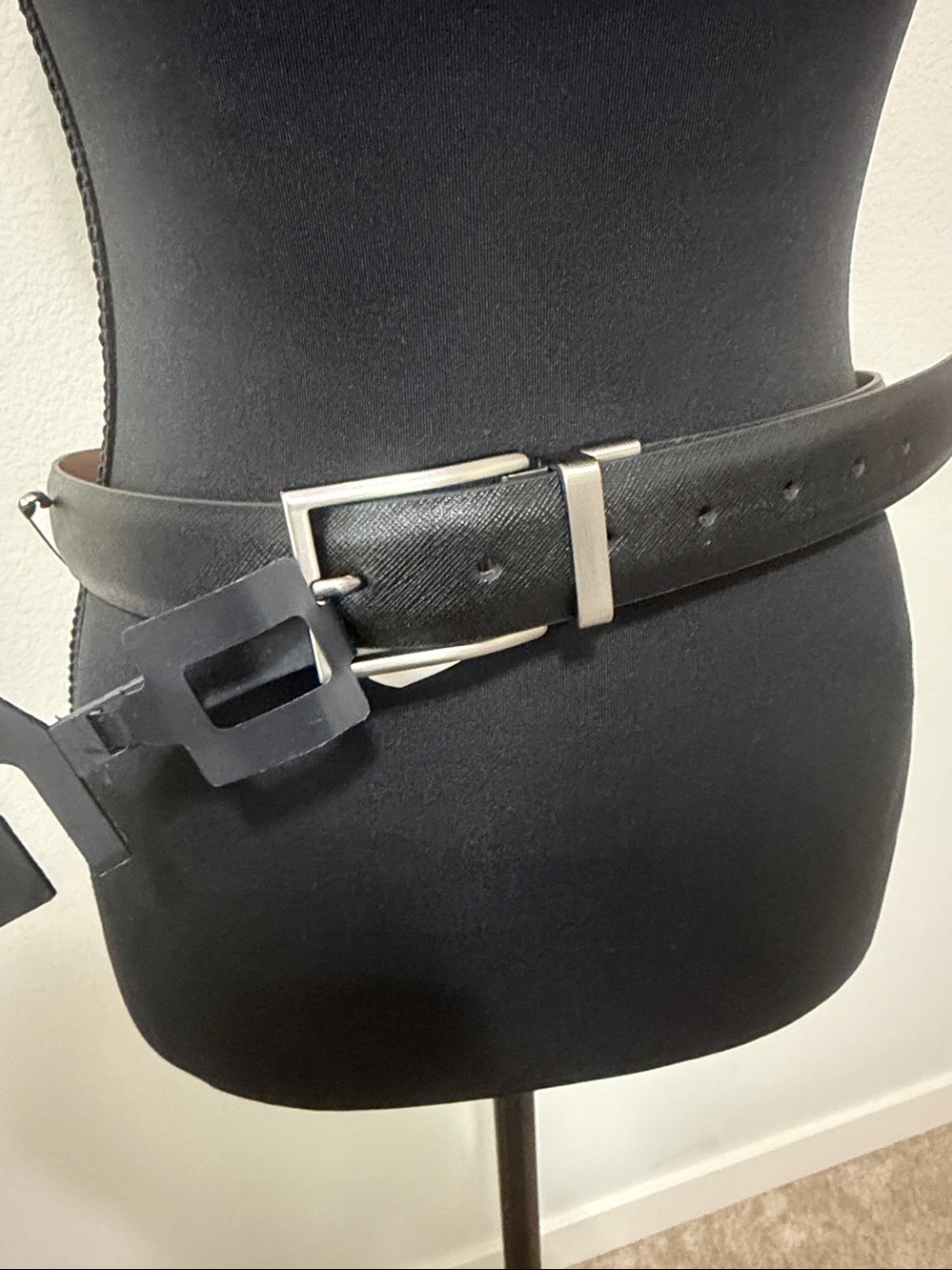Walter Hagen Men's Black Leather Dress Belt with Silver Buckle